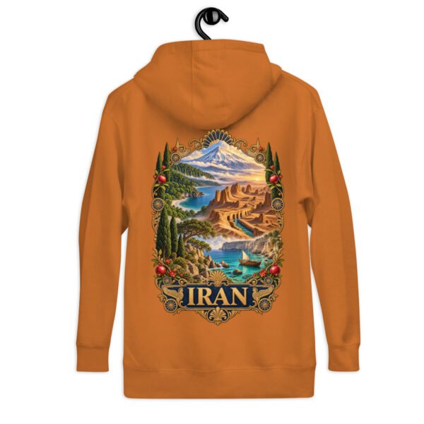 Iranian Cheetah unisex hoodie with Iranian cheetah in a desert canyon design