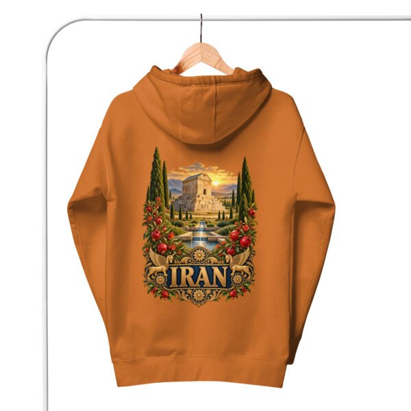 Tomb of Cyrus Iran unisex hoodie with panorama of Iran’s mountains, lakes, deserts and sea design