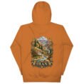 Persian Garden Iran unisex hoodie with ancient Persian columns before snowy mountains design