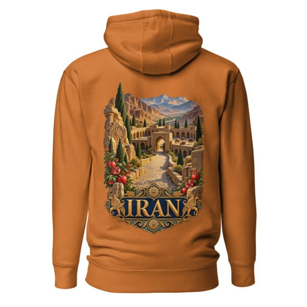 Silk Road Iran unisex hoodie with Iranian horse in the mountains design