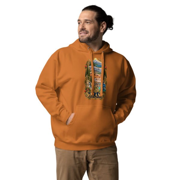 Tomb of Cyrus Iran unisex hoodie with panorama of Iran’s mountains, lakes, deserts and sea design