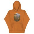 Persian Garden Iran unisex hoodie with ancient Persian columns before snowy mountains design