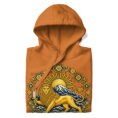 Adobe Lion and Sun Damavand unisex hoodie, front with golden Lion and Sun with Mount Damavand design