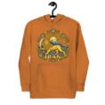 Adobe Lion and Sun Map of Iran unisex hoodie, front with Lion and Sun medallion design