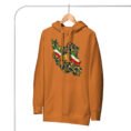 Adobe Iran Lion and Sun Flag unisex hoodie, front with map of Iran with tricolor ribbon and Lion and Sun design