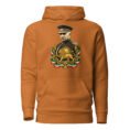 Adobe Reza Shah Lion and Sun unisex hoodie, front with Reza Shah portrait with Lion and Sun crest design