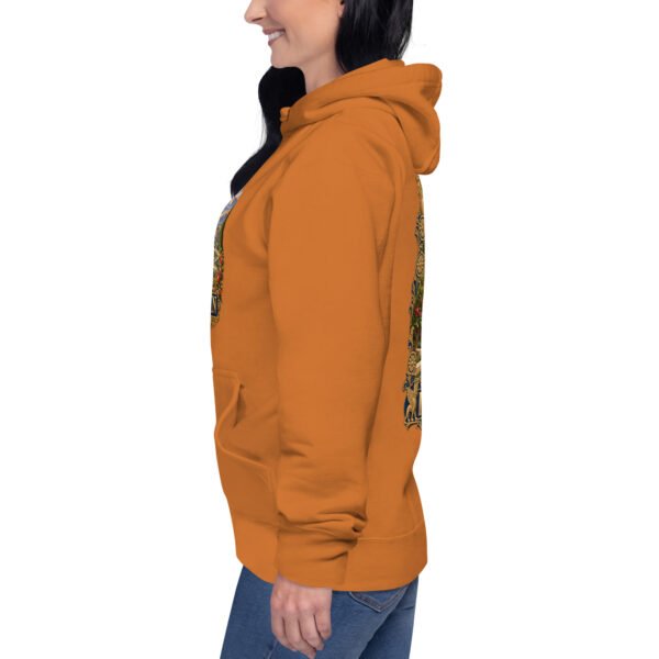 Persian Garden Iran unisex hoodie with ancient Persian columns before snowy mountains design