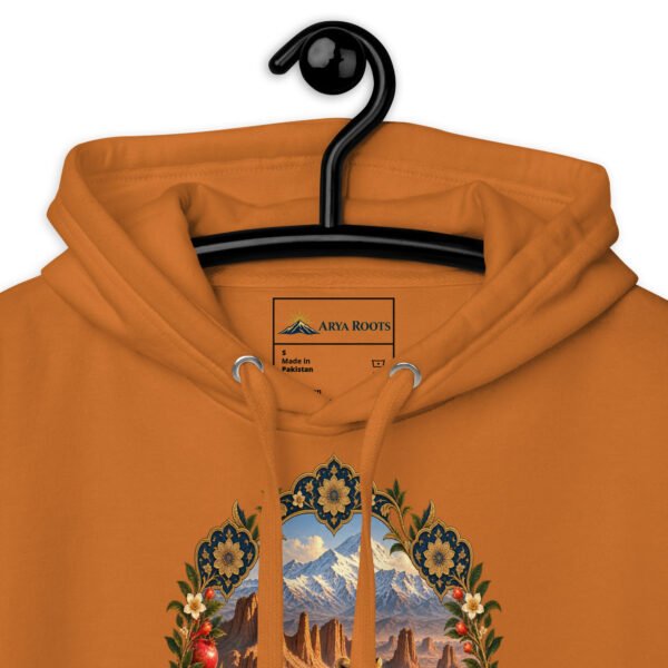Iranian Cheetah unisex hoodie with Iranian cheetah in a desert canyon design
