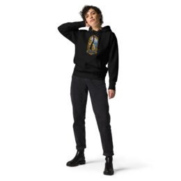 Black Kohgiluyeh and Boyer-Ahmad unisex hoodie with Tang-e Balqis gorge and Mount Dena design, front view