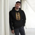 Black Gate of All Nations Iran unisex hoodie with Gate of All Nations with winged Lamassu guardians and rising sun design, front view