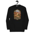 Black Iranian Cheetah unisex hoodie with Iranian cheetah in a desert canyon design, front view