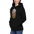 Black Persian Garden Iran unisex hoodie with ancient Persian columns before snowy mountains design, front view