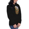 Black Persian Garden Iran unisex hoodie with ancient Persian columns before snowy mountains design, front view