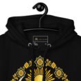 Black Lion and Sun Map of Iran unisex hoodie, front with Lion and Sun medallion design