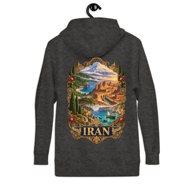 Iranian Cheetah unisex hoodie with Iranian cheetah in a desert canyon design