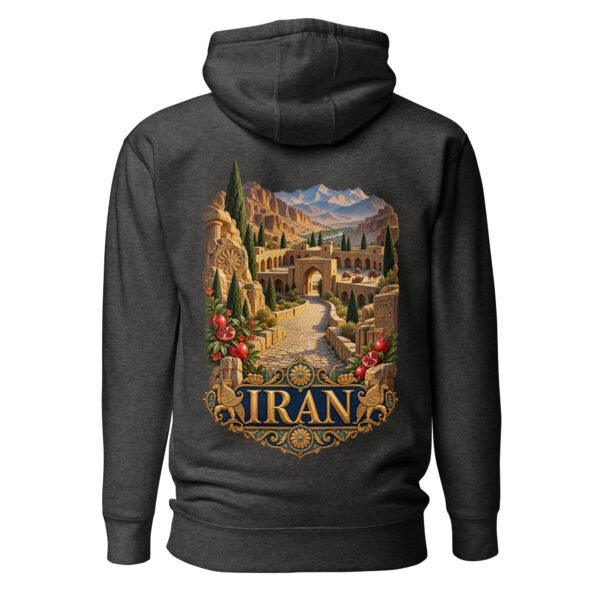 Silk Road Iran unisex hoodie with Iranian horse in the mountains design