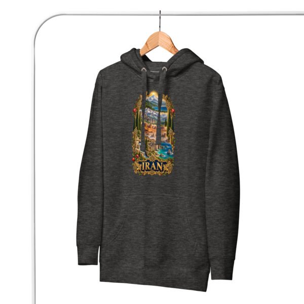 Tomb of Cyrus Iran unisex hoodie with panorama of Iran’s mountains, lakes, deserts and sea design