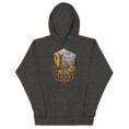 Persian Garden Iran unisex hoodie with ancient Persian columns before snowy mountains design