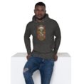 Simurgh Iran unisex hoodie with mountain valley with a stream, cypress trees and pomegranates design