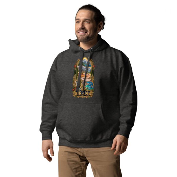 Tomb of Cyrus Iran unisex hoodie with panorama of Iran’s mountains, lakes, deserts and sea design