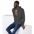 Simurgh Iran unisex hoodie with mountain valley with a stream, cypress trees and pomegranates design