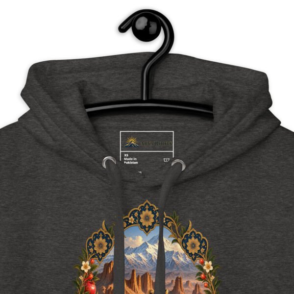 Iranian Cheetah unisex hoodie with Iranian cheetah in a desert canyon design