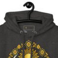 Charcoal Heather Lion and Sun Map of Iran unisex hoodie, front with Lion and Sun medallion design