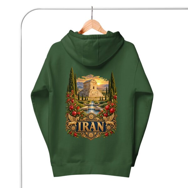 Tomb of Cyrus Iran unisex hoodie with panorama of Iran’s mountains, lakes, deserts and sea design