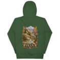 Persian Garden Iran unisex hoodie with ancient Persian columns before snowy mountains design
