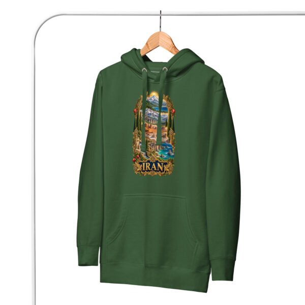 Tomb of Cyrus Iran unisex hoodie with panorama of Iran’s mountains, lakes, deserts and sea design