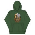 Persian Garden Iran unisex hoodie with ancient Persian columns before snowy mountains design