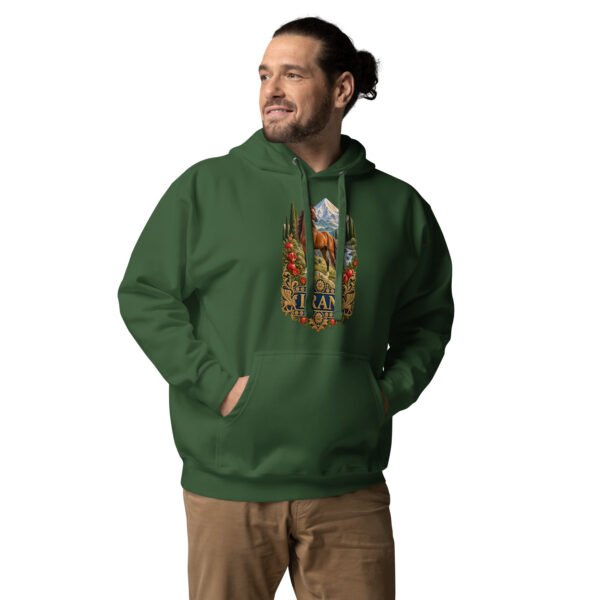 Silk Road Iran unisex hoodie with Iranian horse in the mountains design