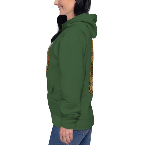 Persian Garden Iran unisex hoodie with ancient Persian columns before snowy mountains design