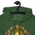 Forest Green Lion and Sun Map of Iran unisex hoodie, front with Lion and Sun medallion design