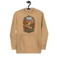 Khaki Iranian Cheetah unisex hoodie with Iranian cheetah in a desert canyon design, front view