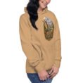 Khaki Persian Garden Iran unisex hoodie with ancient Persian columns before snowy mountains design, front view