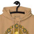 Khaki Lion and Sun Map of Iran unisex hoodie, front with Lion and Sun medallion design