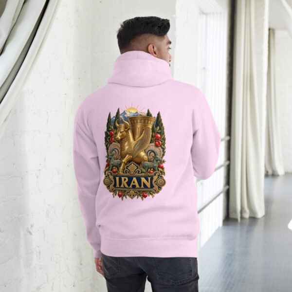 unisex-premium-pullover-hoodie-lavender-back-6acb94f83cdbc.jpg Gate of All Nations Iran unisex hoodie with Gate of All Nations with winged Lamassu guardians and rising sun design