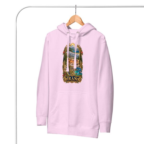 Tomb of Cyrus Iran unisex hoodie with panorama of Iran’s mountains, lakes, deserts and sea design