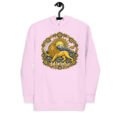 Lavender Lion and Sun Map of Iran unisex hoodie, front with Lion and Sun medallion design