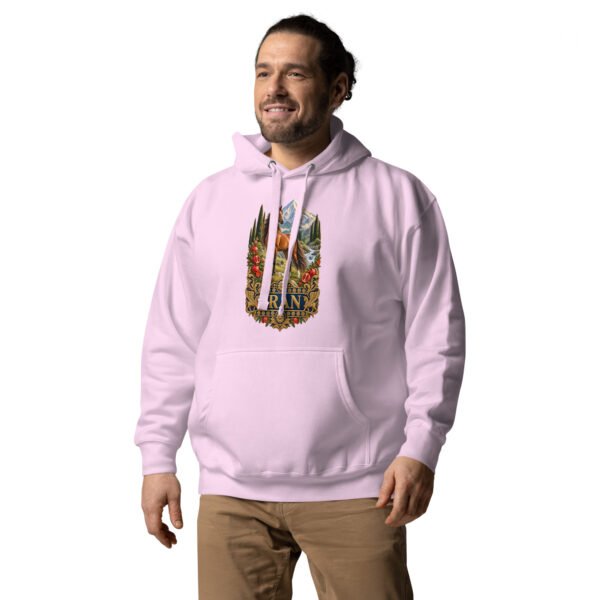 Silk Road Iran unisex hoodie with Iranian horse in the mountains design