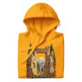 Gold Gate of All Nations Iran unisex hoodie with Gate of All Nations with winged Lamassu guardians and rising sun design, front view