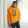 Gold Gate of All Nations Iran unisex hoodie with Gate of All Nations with winged Lamassu guardians and rising sun design, front view