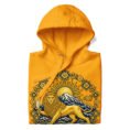 Gold Lion and Sun Damavand unisex hoodie, front with golden Lion and Sun with Mount Damavand design