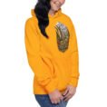 Gold Persian Garden Iran unisex hoodie with ancient Persian columns before snowy mountains design, front view