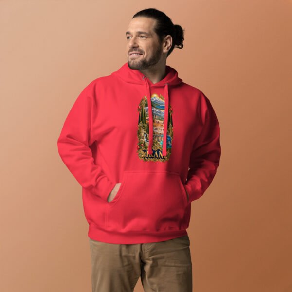 Red Tomb of Cyrus Iran unisex hoodie with panorama of Iran’s mountains, lakes, deserts and sea design, front view