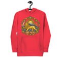 Red Lion and Sun Map of Iran unisex hoodie, front with Lion and Sun medallion design