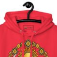 Red Lion and Sun Map of Iran unisex hoodie, front with Lion and Sun medallion design