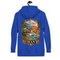 Royal Iranian Cheetah unisex hoodie, back view with Iran’s landscapes from Mount Damavand to the Persian Gulf design