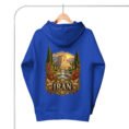 Royal Tomb of Cyrus Iran unisex hoodie, back view with Tomb of Cyrus the Great at Pasargadae at sunset design